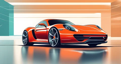 The image shows a sleek and modern electric Porsche sports car.