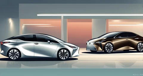 The image shows sleek and modern electric vehicles from Lexus.