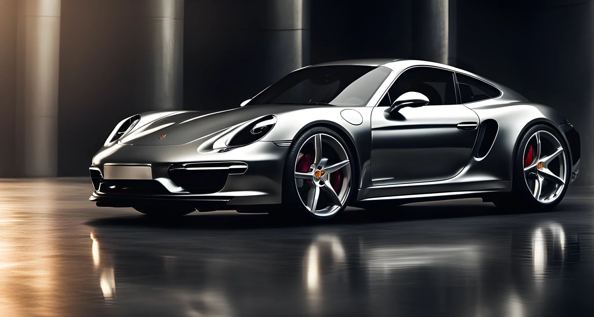 The image features a sleek and modern Porsche sports car, with a shiny, metallic finish and aerodynamic design.