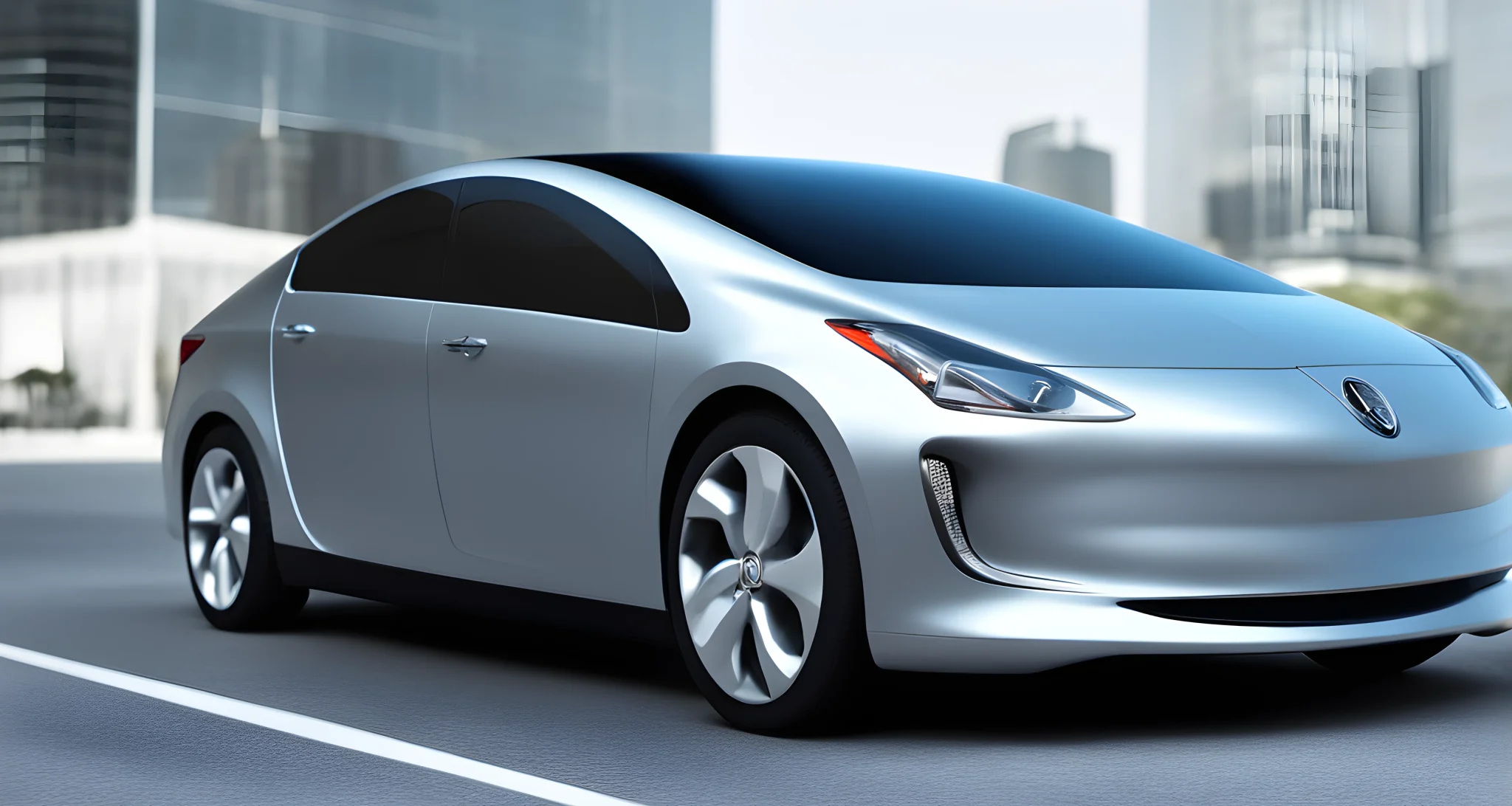 The image features a sleek, modern hybrid car with advanced fuel efficiency technologies.