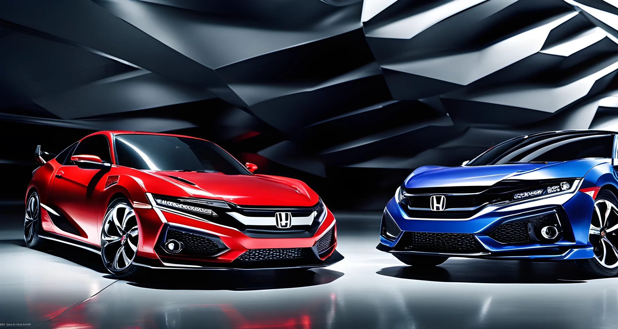 The image features the latest Honda performance cars, showcasing their sleek designs and powerful engines.