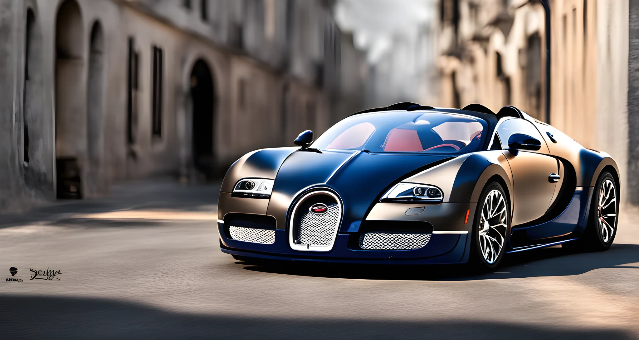 The image shows a Bugatti Veyron with customizable options including different paint colors, wheel designs, and interior upholstery.