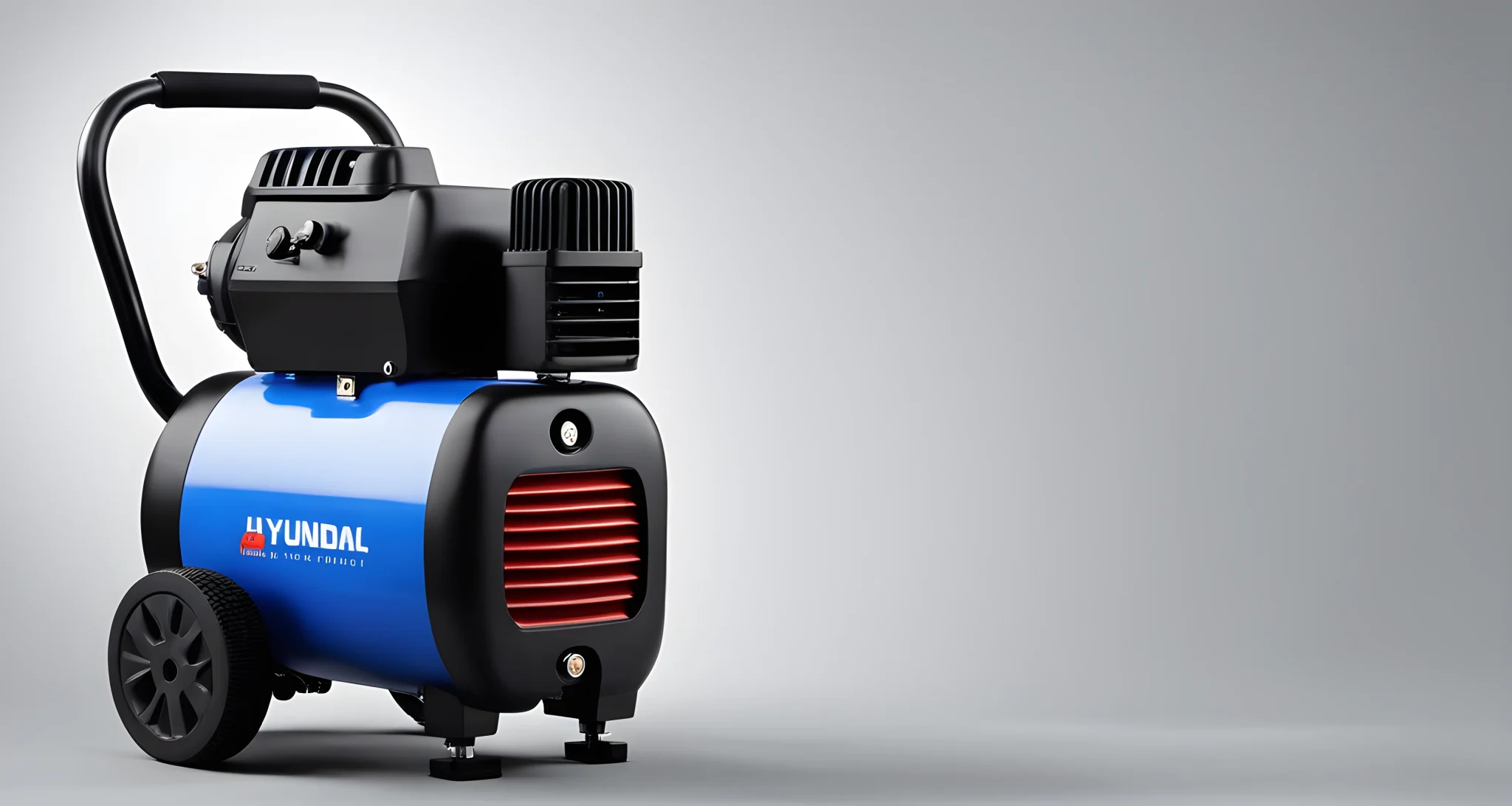 The image shows a Hyundai air compressor.