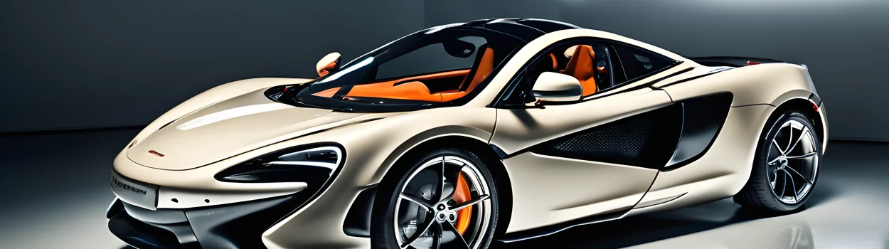 The image shows a McLaren sports car with safety features such as airbags, seat belts, and advanced braking systems prominently displayed.