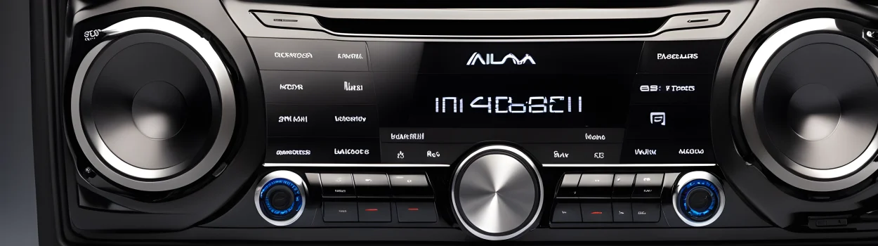 The image shows a variety of car audio systems and accessories, including speakers, amplifiers, subwoofers, and head units.