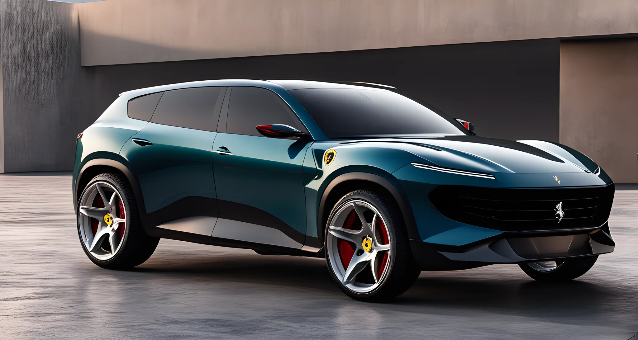 The image shows the 2024 Ferrari Purosangue, a sleek and modern luxury SUV.