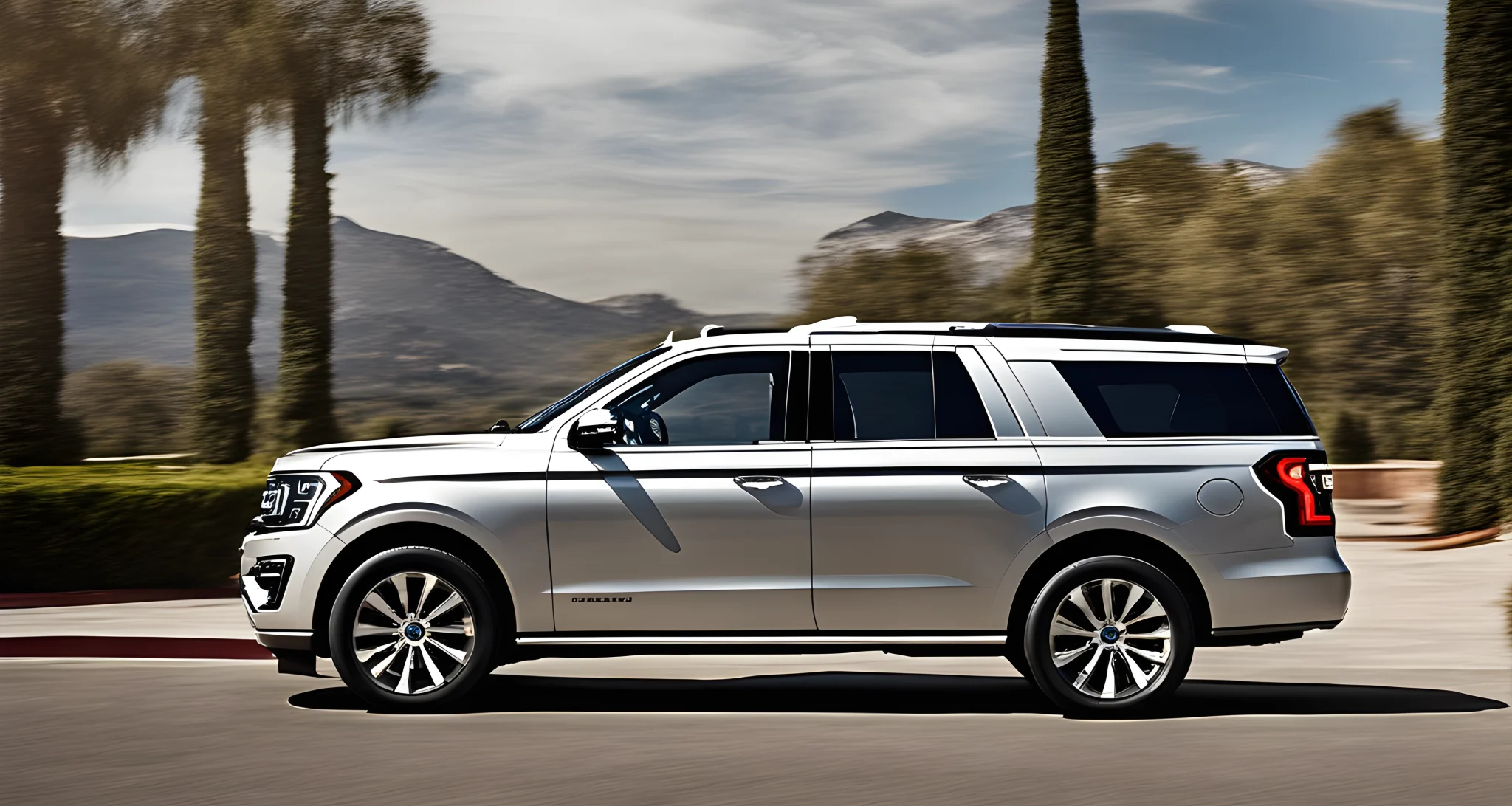 The image shows the exterior of a luxurious Ford Expedition Platinum MAX SUV.