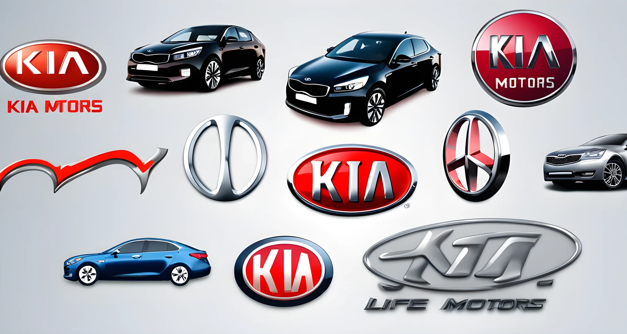 The image shows the logos of Kia Motors Corporation and various other automotive companies.