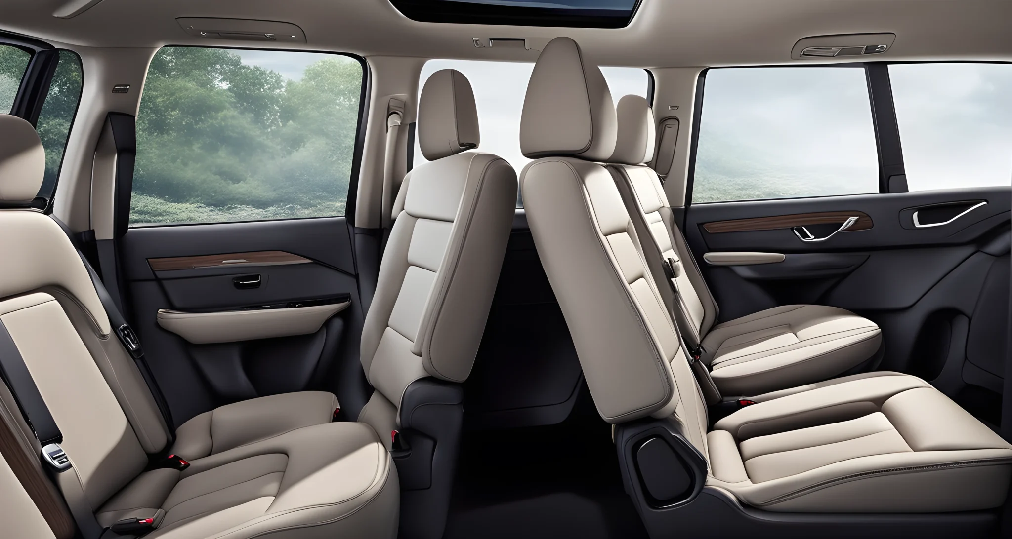 The image shows the redesigned rear seat rails in the 2024 Kia Carnival.